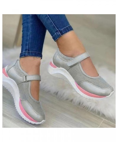 Foreign Trade Casual Single Shoes for Women with Thick Soles Flying Woven Breathable Hook Loop Casual Shoes for Women 11 Grey...