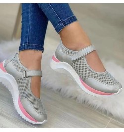 Foreign Trade Casual Single Shoes for Women with Thick Soles Flying Woven Breathable Hook Loop Casual Shoes for Women 11 Grey...