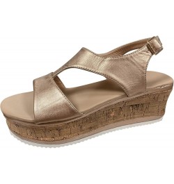 Women's Elastic Ankle Strap Espadrilles Wedge Sandals Wedges for Women Dressy Rose Gold $14.61 Sandals