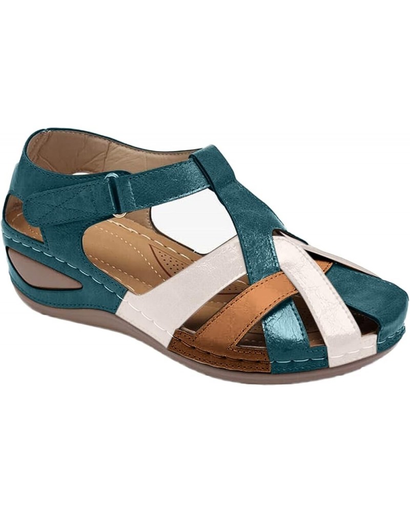 Sandals for Women Summer ​Comfortable Wedges Sandals Close-Toe Walking Flat Sandals Hook and Loop Athletic Sandals for Women,...