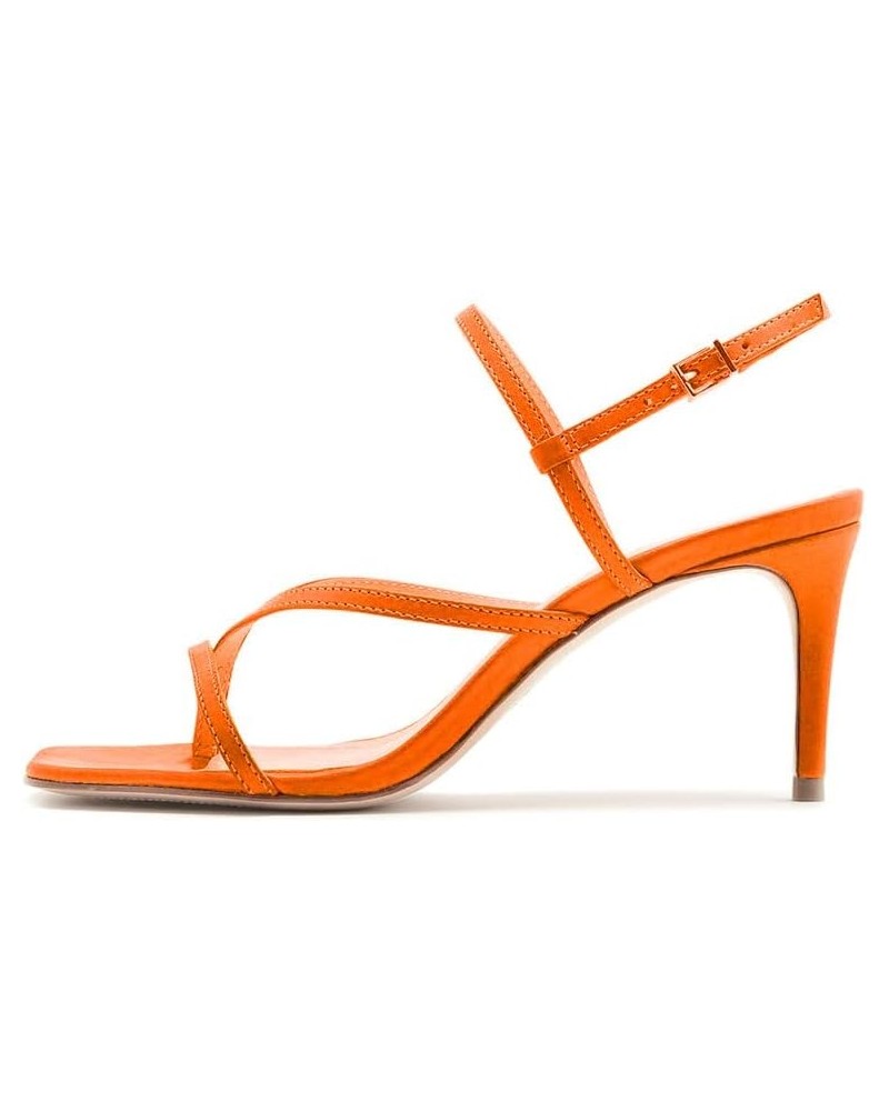 High Heels 10cm Summer Open Toe Fashion Buckle Stiletto Sandals Dress Shoes-Red||39 36 Orange $35.26 Sandals