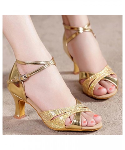 Women's Strappy Wedge Sandals for Women Heeled Wedding Dress Shoes Open Toe Walking Shoes 3-gold $18.40 Sandals