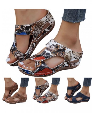 Orthopedic Sandals for Women, Sandals for Women Casual Summer Breathable Hollow Out Sandals Slip-on Sandals Slippers X23-brow...