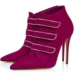 11cm High Heels Suede Pointed Toe Ankle Boots Fashion Large Size Stiletto Short Boots-Black||36 Fuchsia 44 $34.40 Boots