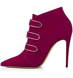 11cm High Heels Suede Pointed Toe Ankle Boots Fashion Large Size Stiletto Short Boots-Black||36 Fuchsia 44 $34.40 Boots