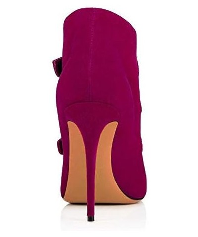 11cm High Heels Suede Pointed Toe Ankle Boots Fashion Large Size Stiletto Short Boots-Black||36 Fuchsia 44 $34.40 Boots