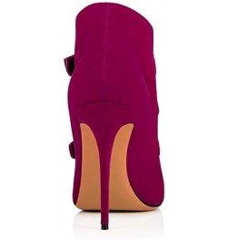 11cm High Heels Suede Pointed Toe Ankle Boots Fashion Large Size Stiletto Short Boots-Black||36 Fuchsia 44 $34.40 Boots