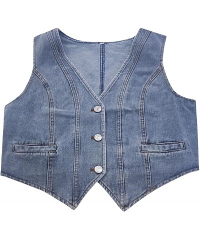 Colla Sleeveless Blouses Women Slim Fit Strap Style Denim Vest Top Crop Tops for Teenagers Blue-a - Women Fashion Denim Vest ...