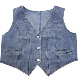 Colla Sleeveless Blouses Women Slim Fit Strap Style Denim Vest Top Crop Tops for Teenagers Blue-a - Women Fashion Denim Vest ...