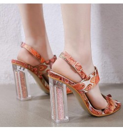 Woman Summer Peep Toe Buckle Transparent Heeled Sandals Comfortable Beautiful Flower Wedding Dress Shoes Color $32.83 Sandals