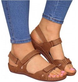 Womens Sandals Wedge Platform Sandals Adjustable Flip-Flop Roman Buckle Strappy Zipper Flat Walking Sandals LS2 Brown $17.39 ...