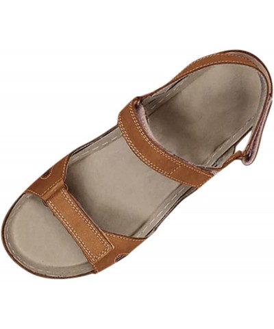 Womens Sandals Wedge Platform Sandals Adjustable Flip-Flop Roman Buckle Strappy Zipper Flat Walking Sandals LS2 Brown $17.39 ...