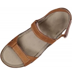 Womens Sandals Wedge Platform Sandals Adjustable Flip-Flop Roman Buckle Strappy Zipper Flat Walking Sandals LS2 Brown $17.39 ...