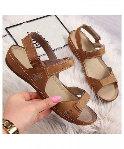 Womens Sandals Wedge Platform Sandals Adjustable Flip-Flop Roman Buckle Strappy Zipper Flat Walking Sandals LS2 Brown $17.39 ...