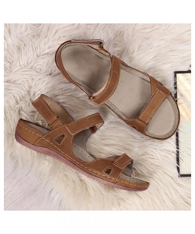 Womens Sandals Wedge Platform Sandals Adjustable Flip-Flop Roman Buckle Strappy Zipper Flat Walking Sandals LS2 Brown $17.39 ...