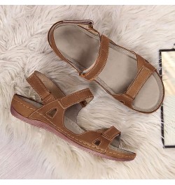 Womens Sandals Wedge Platform Sandals Adjustable Flip-Flop Roman Buckle Strappy Zipper Flat Walking Sandals LS2 Brown $17.39 ...