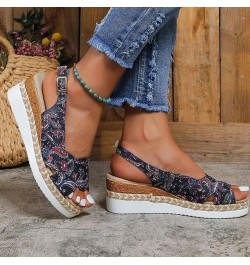 Women's Solid Color Platform Sandals Casual Ankle Strap Slingback Wedge Shoes Summer Comfy Shoe for Holiday Vacation X-290 Mu...