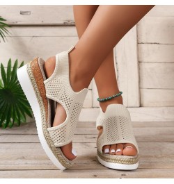 Sandals for Women Dressy Summer, Women's Camouflage Platform Ankle Strap Sandals Trendy Breathable Causal Sandals Z1-beige $9...