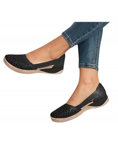 Women Ankle Strap Buckle Low Wedges Sandals Casual Summer Comfortable Flats Wedge Platform Slipper Sandal 37-htrns-a-black $1...