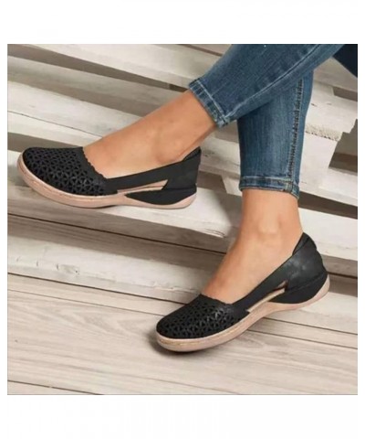 Women Ankle Strap Buckle Low Wedges Sandals Casual Summer Comfortable Flats Wedge Platform Slipper Sandal 37-htrns-a-black $1...