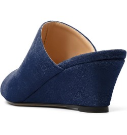 Wedge Heels for Women Open Toe Slip On Low Wedge Mule Sandals Pumps Shoes for Dress Summer Party Evening 2 Inch Suede Navy $2...