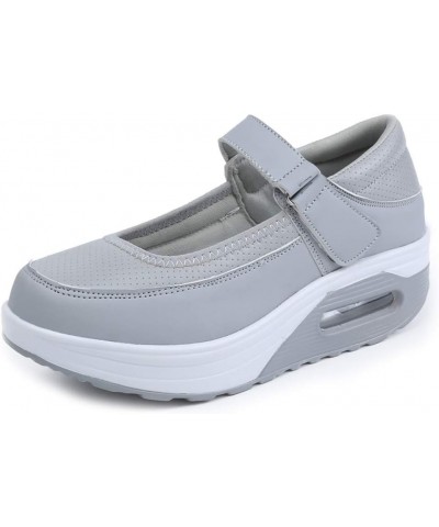 Women's Platform Walking Shoes Non-Slip Shake Shoes Lightweight Mary Jane Wedges Work Out Sneakers Grey $28.76 Athletic Shoes