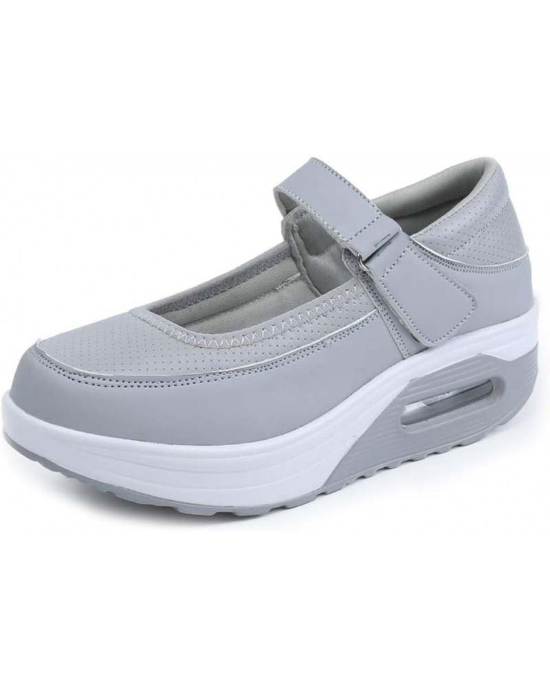 Women's Platform Walking Shoes Non-Slip Shake Shoes Lightweight Mary Jane Wedges Work Out Sneakers Grey $28.76 Athletic Shoes