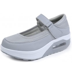 Women's Platform Walking Shoes Non-Slip Shake Shoes Lightweight Mary Jane Wedges Work Out Sneakers Grey $28.76 Athletic Shoes