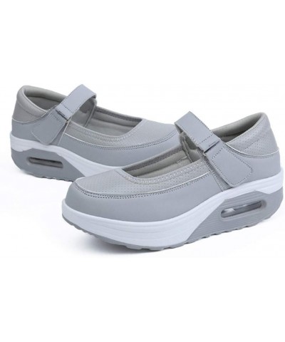 Women's Platform Walking Shoes Non-Slip Shake Shoes Lightweight Mary Jane Wedges Work Out Sneakers Grey $28.76 Athletic Shoes