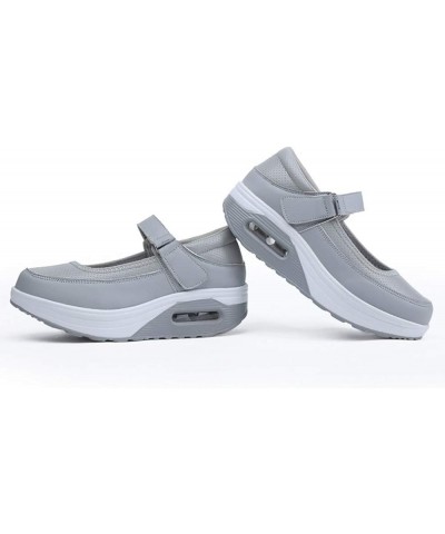 Women's Platform Walking Shoes Non-Slip Shake Shoes Lightweight Mary Jane Wedges Work Out Sneakers Grey $28.76 Athletic Shoes