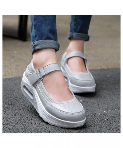 Women's Platform Walking Shoes Non-Slip Shake Shoes Lightweight Mary Jane Wedges Work Out Sneakers Grey $28.76 Athletic Shoes