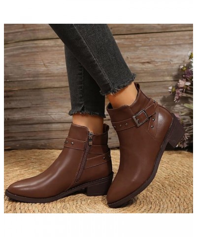 Boots for Women, Cowboy Boots for Women Arch Support Womens Low Heel Fashion Zipper Boots Casual Walking Short Bootie B3-brow...