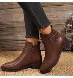 Boots for Women, Cowboy Boots for Women Arch Support Womens Low Heel Fashion Zipper Boots Casual Walking Short Bootie B3-brow...