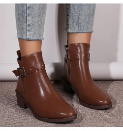 Boots for Women, Cowboy Boots for Women Arch Support Womens Low Heel Fashion Zipper Boots Casual Walking Short Bootie B3-brow...