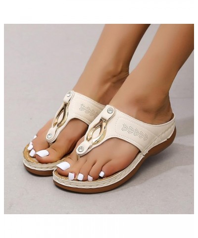 Wedge Platform Sandals for Women, Orthotic Slip On Wedge Flip Flops Arch Anti-Slip Surpport Orthopedic Travel Slipper Beige $...