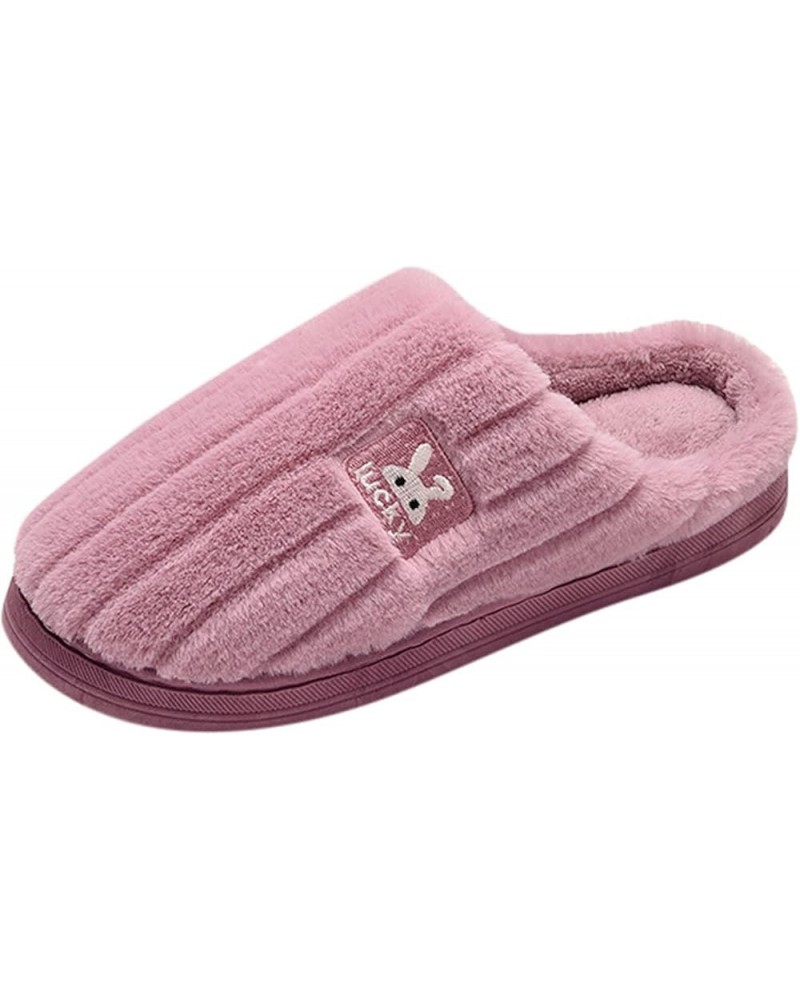 Women's Elegant Winter Slippers On Comfortable Floor Home Slippers Indoor Shoes Home Baotou Slip On Plush Slippers Purple $8....