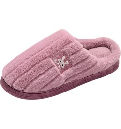 Women's Elegant Winter Slippers On Comfortable Floor Home Slippers Indoor Shoes Home Baotou Slip On Plush Slippers Purple $8....