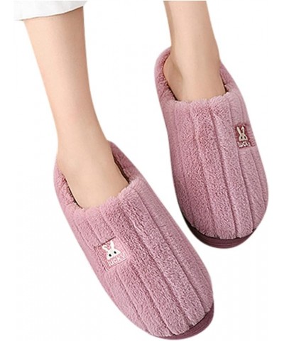 Women's Elegant Winter Slippers On Comfortable Floor Home Slippers Indoor Shoes Home Baotou Slip On Plush Slippers Purple $8....