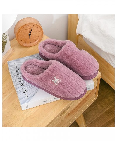 Women's Elegant Winter Slippers On Comfortable Floor Home Slippers Indoor Shoes Home Baotou Slip On Plush Slippers Purple $8....