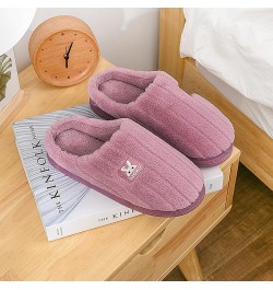 Women's Elegant Winter Slippers On Comfortable Floor Home Slippers Indoor Shoes Home Baotou Slip On Plush Slippers Purple $8....