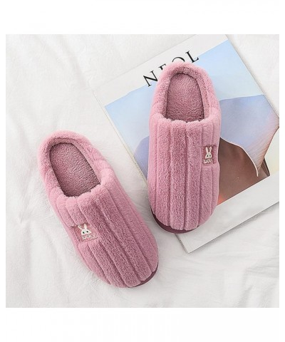 Women's Elegant Winter Slippers On Comfortable Floor Home Slippers Indoor Shoes Home Baotou Slip On Plush Slippers Purple $8....