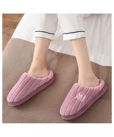 Women's Elegant Winter Slippers On Comfortable Floor Home Slippers Indoor Shoes Home Baotou Slip On Plush Slippers Purple $8....