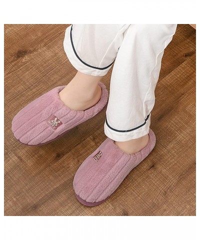 Women's Elegant Winter Slippers On Comfortable Floor Home Slippers Indoor Shoes Home Baotou Slip On Plush Slippers Purple $8....