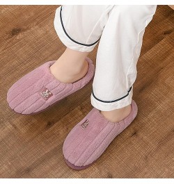 Women's Elegant Winter Slippers On Comfortable Floor Home Slippers Indoor Shoes Home Baotou Slip On Plush Slippers Purple $8....