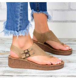 Casual Ladies Wedges Shoes Sandals Flip Women's Hollow Out Fashion Platform Flop Women's Animal Print Sandals for Women (Khak...