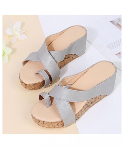 Women's Summer Solid Color Non Slip Slip On Fish Mouth Wedges Beach Open Toe Crisscross Breathable Sandals Slippers Shoes Sho...