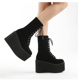 Women Goth Pearl Chain Platform Combat Boots Belt Buckle Lace Up Zipper Ankle Boots Leather Chunky Heel Shoes G $41.01 Boots