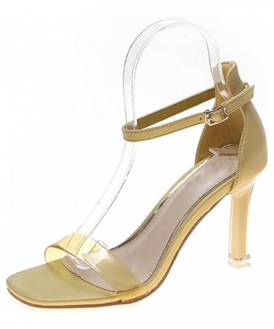 Summer Stiletto Heeled Sandals Comfort Open toe Buckle Classic Woman Evening Party Dress Shoes Beige $27.15 Sandals