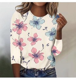 Women's Casual 3/4 Sleeve T-Shirts Crewneck Cute Tunic Tops Long Sleeve Comfort Dressy Casual Painting Graphic Tees 1-beige $...