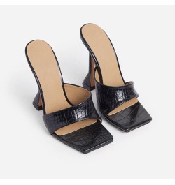 Sandals for Women's Stylish Square Open Toe Slip On Slipper Dress Shoes Sexy High Heels Evening Prom Mules Black $25.55 Mules...